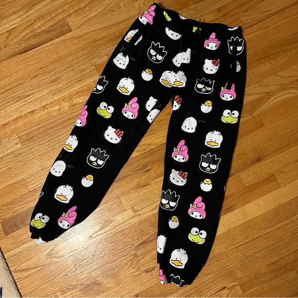 The Hundreds Sanrio Hello Kitty Badtz-Maru My Melody Black Sweatpants sz. L - Picture 1 of 10